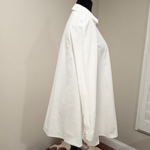 MAEVE WHITE FLARED LONG SLEEVE SHIRT US SZ 6 100% COTTON - Picture 2 of 6